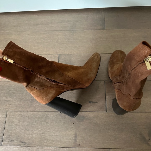 REPOSH 🤎Zara Brown Suede booties Size Eur 38 - Picture 2 of 6